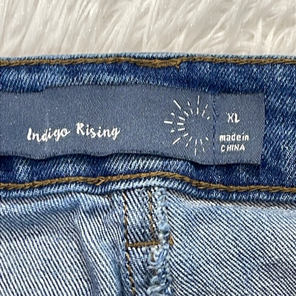 INDIGO RISING Denim Blue Distressed Women's Skirt SIZE LARGE - Picture 4 of 5